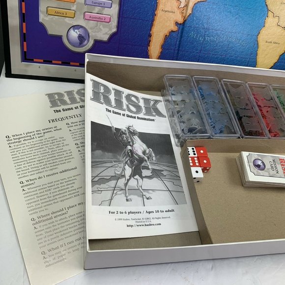Risk Board Game Vintage 1999 Include Miniature Army Horse Cannon People Complete - Picture 3 of 9